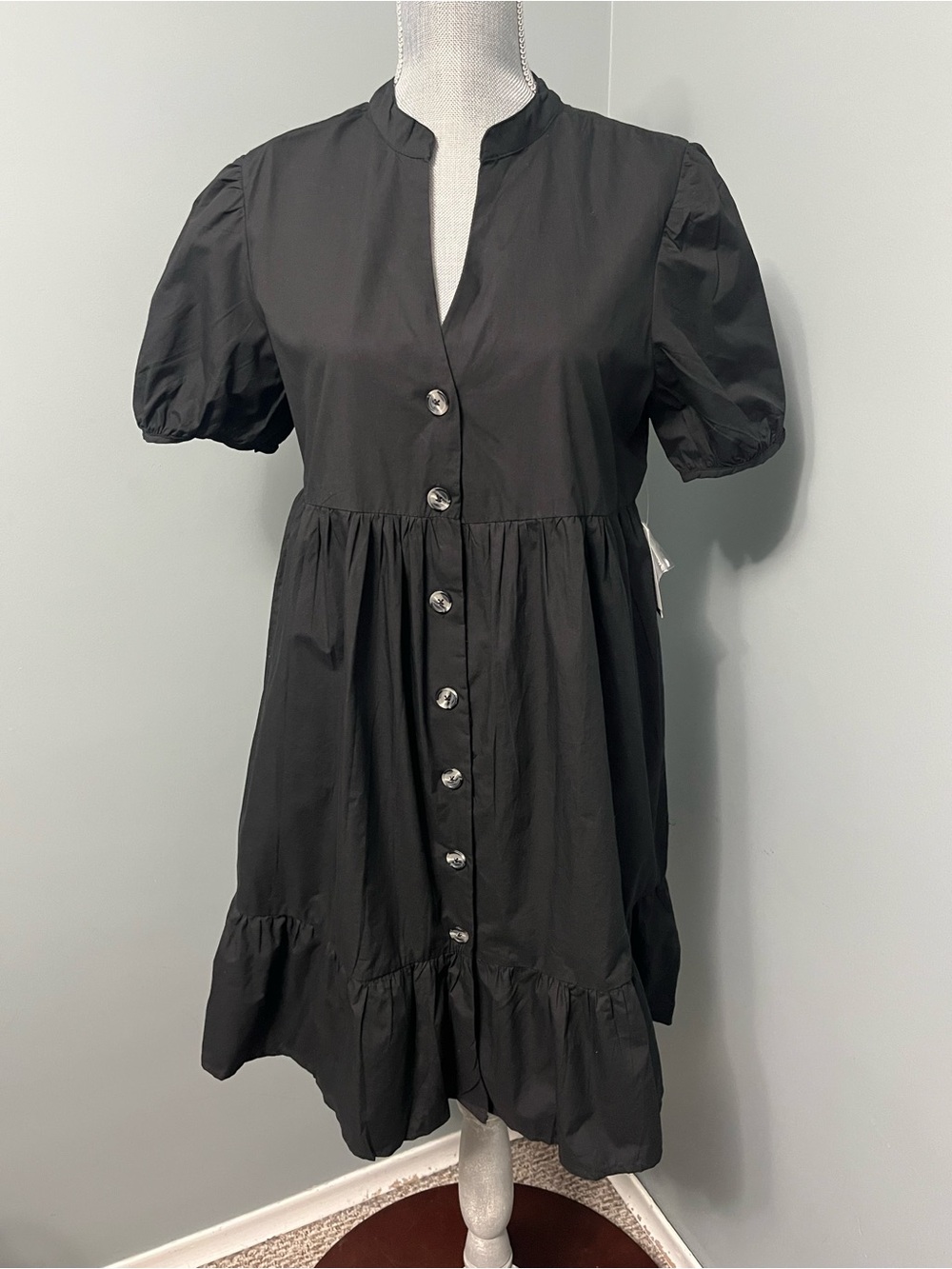 TASH + SOPHIE black summer cotton dress goth Wednesday Addams women’s size large
